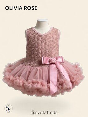 NWT Olivia Rose Mauve Rosette Tulle Tutu Bodysuit Dress 0-3 Months